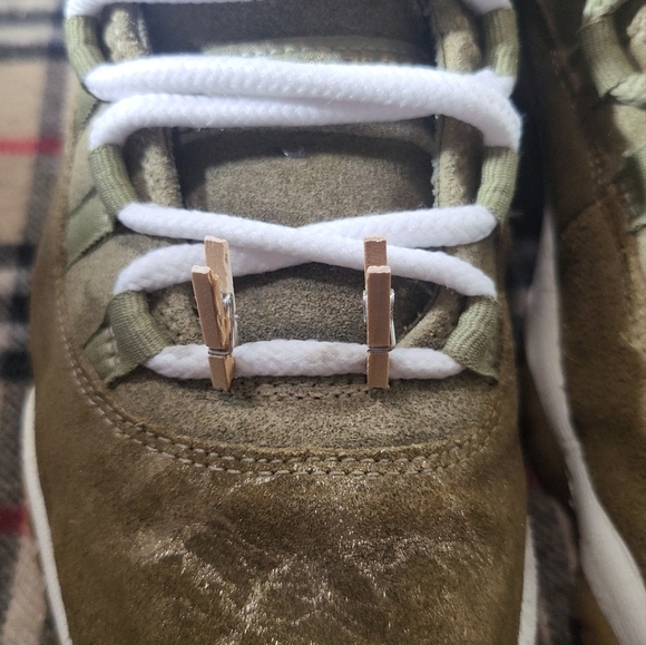 Size 9.5 - Jordan 11 Retro Olive Lux 2018 Custom (Backyard 11s). Mens Size 8Fits - Picture 9 of 12